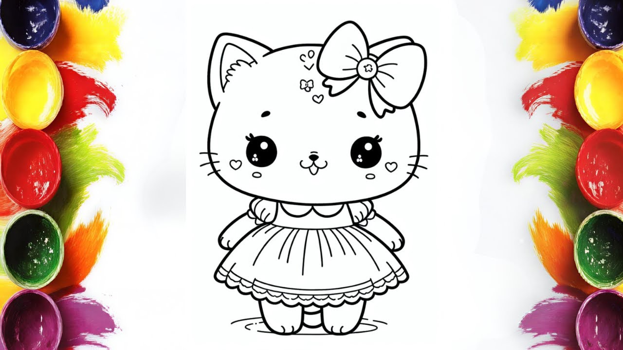 Relaxing Learning: How to Color Hello Kitty Girl | Mini Artist Coloring Tutorial