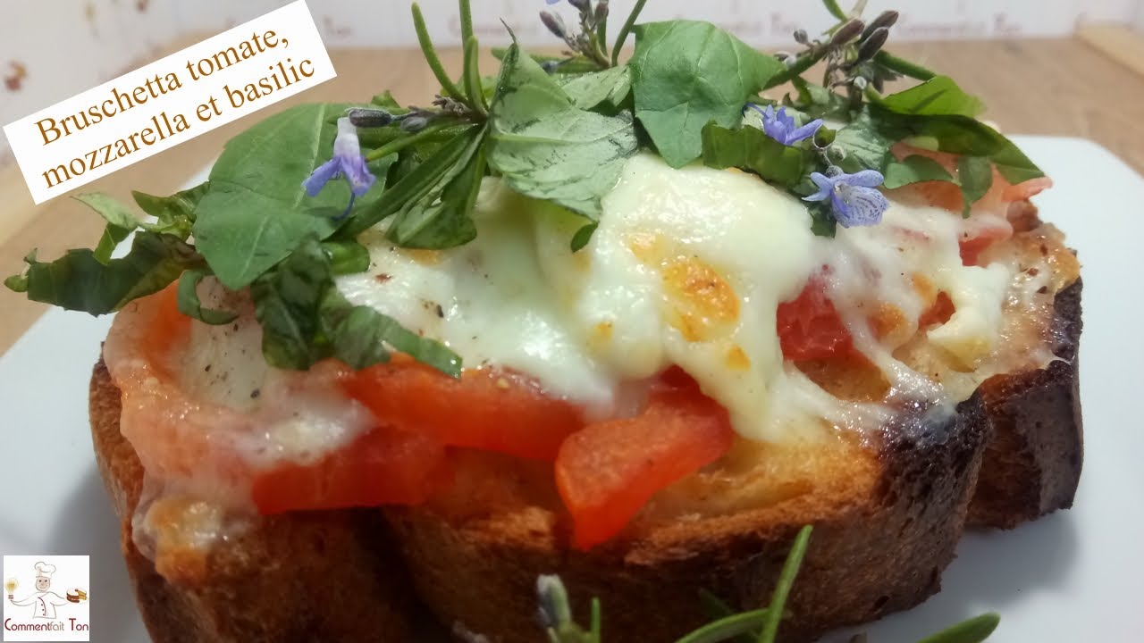 Bruschetta à la tomate, mozzarella et basilic - Recette de Bruschetta