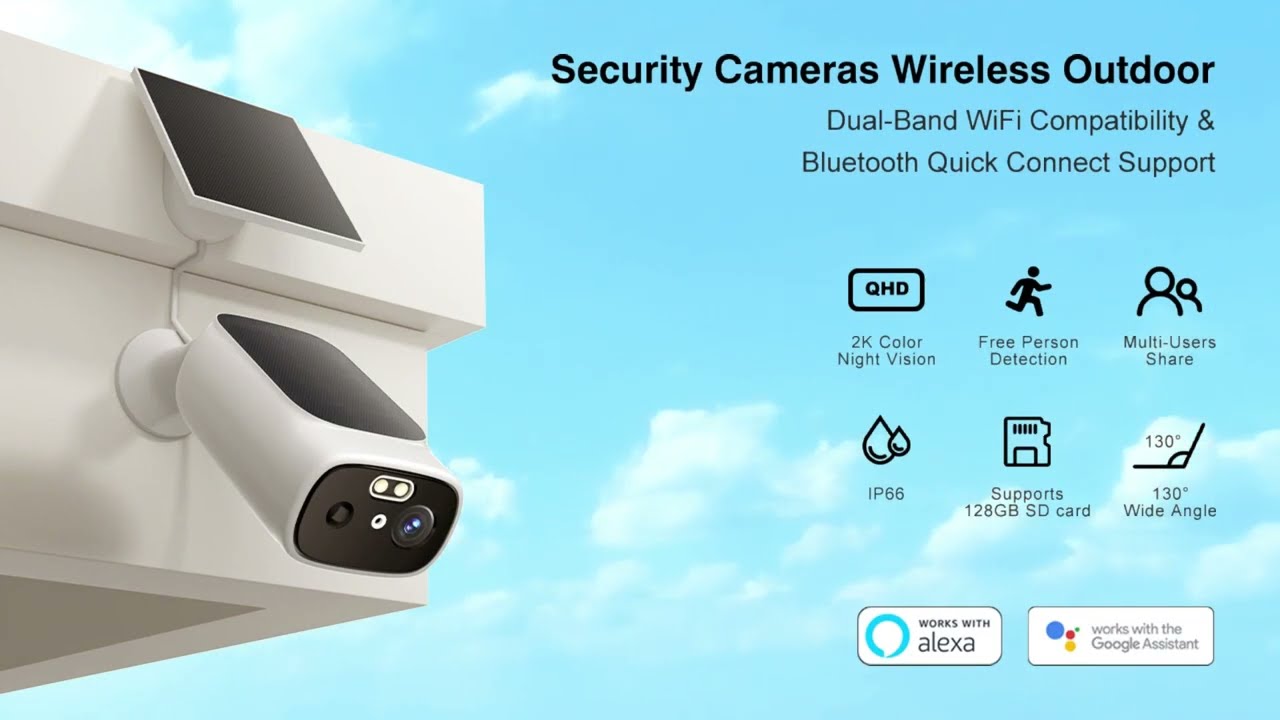 Camoon 2K Solar Camera Outdoor Wireless-5/2.4Ghz WiFi Cameras