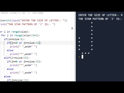 PYTHON PATTERN PROGRAM || PRINT STAR("*") IN LETTER  'J ' PATTERN