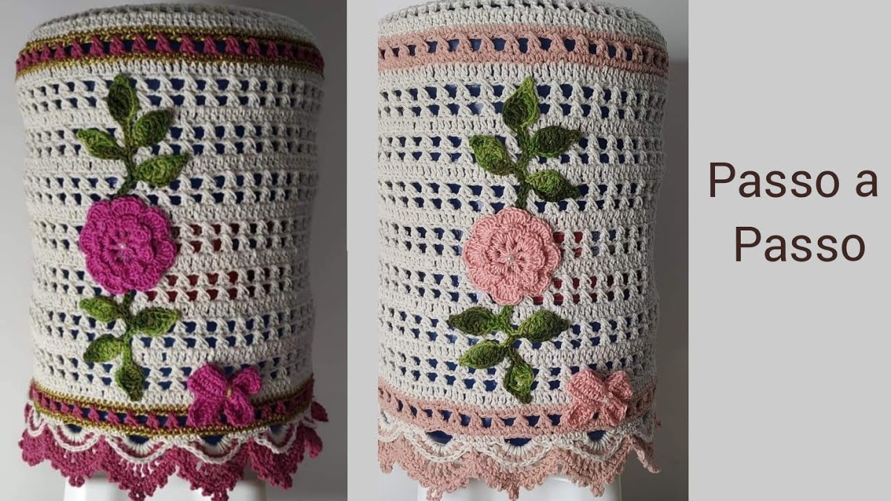Jogo de cozinha Laços de crochê/Capa para galão de crochê fácil/#elizabethsilva