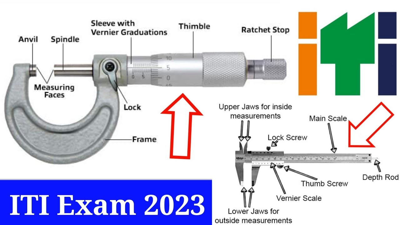 Parts Of Micrometer & Vernier Caliper iti exam 2023 techood iTi