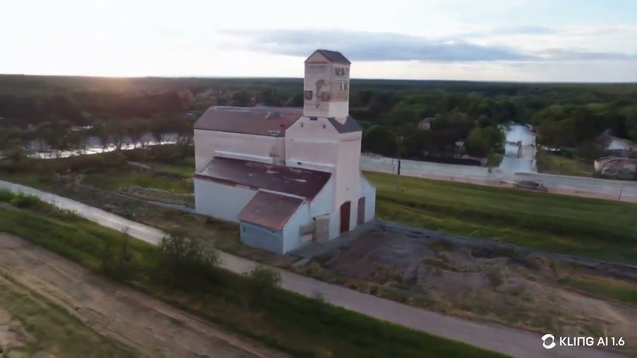 Lowe Farm grain elevator but it's AI
