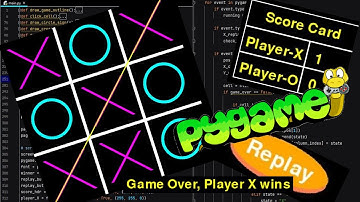 TicTacToe game output in Python programming using Pygame module.