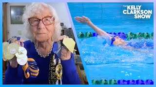 Kelly Clarkson Meets 99-Year-Old Woman Smashing Swimming Records
