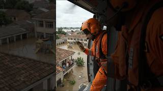 A Terrifying Flood Rescue From Above! 🚁🌊#Shorts #FloodRescue#HelicopterRescue#RescueMission#Flooding