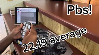 Clock Average of 5: 22.19 Average of 5 with 18.87 single.