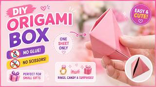 Cute Origami Box Tutorial 🌸 | Easy Paper Gift Box | No Glue No Scissors