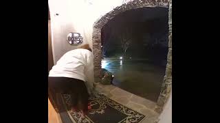 Lady Gets Startled by Nesting Birds in a Door Wreath