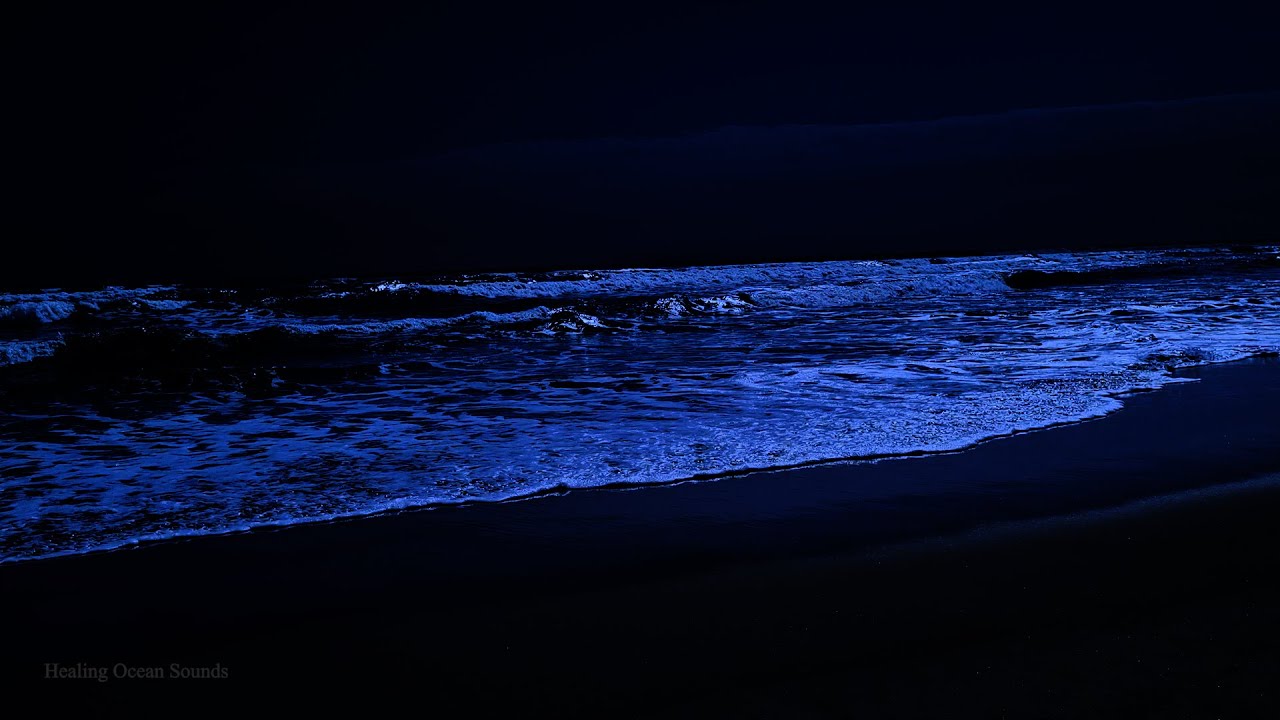 Relaxing Ocean Waves at Night, Background Ocean Sounds For Yoga, Meditation, Exercising