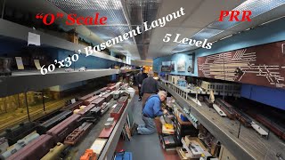 Architect Designed & Built O Scale Model Train Basement Layout 50 Years Tour Cab Ride 4k Ray Machler