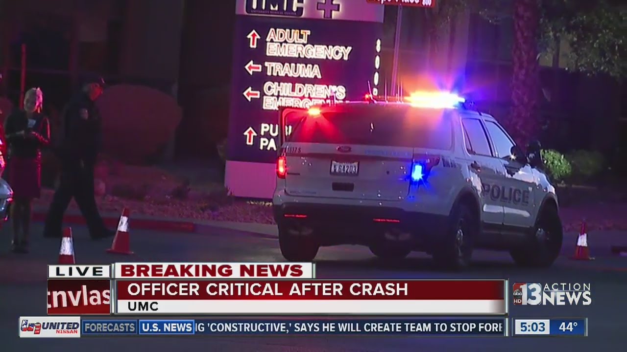 NLVPD officer critically injured in crash near MLK, Carey - YouTube