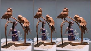 Sculpting Bird From Clay