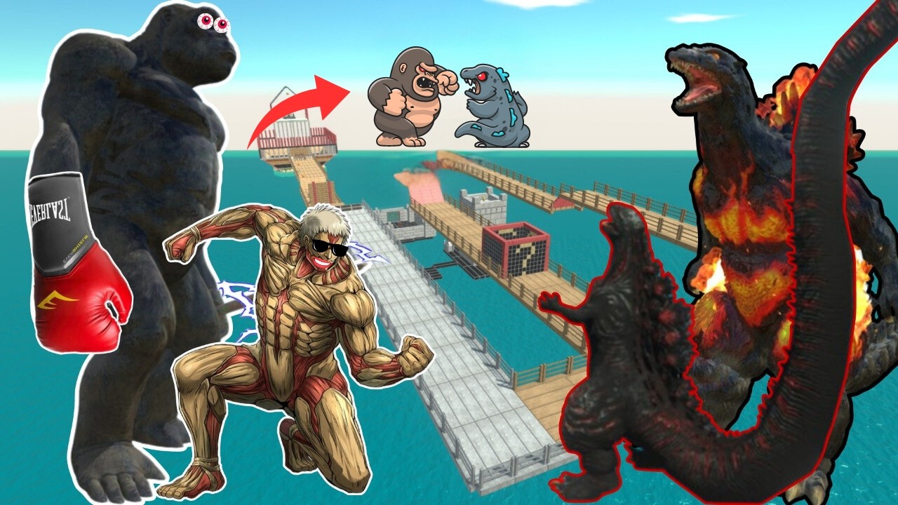 Angry Kong x Armored Titan save Little Monkey from Shin Godzilla Team in ARBS