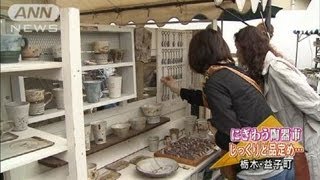 じっくりと品定め・・・にぎわう陶器市　栃木・益子町（12/04/28）
