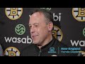 Marco Sturm addresses the media before BOS vs. NYI