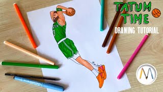 How to draw JASON TATUM from Celtics NBA Star / Drawing basketball player screenshot 2