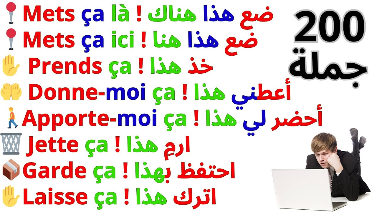200 جملة فرنسية مهمة جدا مراجعة شاملة 😱 التحدث بالفرنسية 📚200 جملة بالفرنسية مترجمة للعربية 14