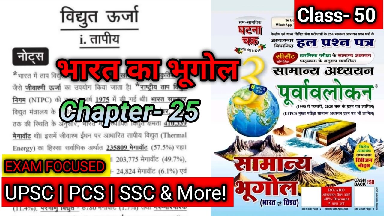 अध्याय 25: विद्युत ऊर्जा | Power Resources | भारत का भूगोल | घटना चक्र पूर्वावलोकन #studywithdrg