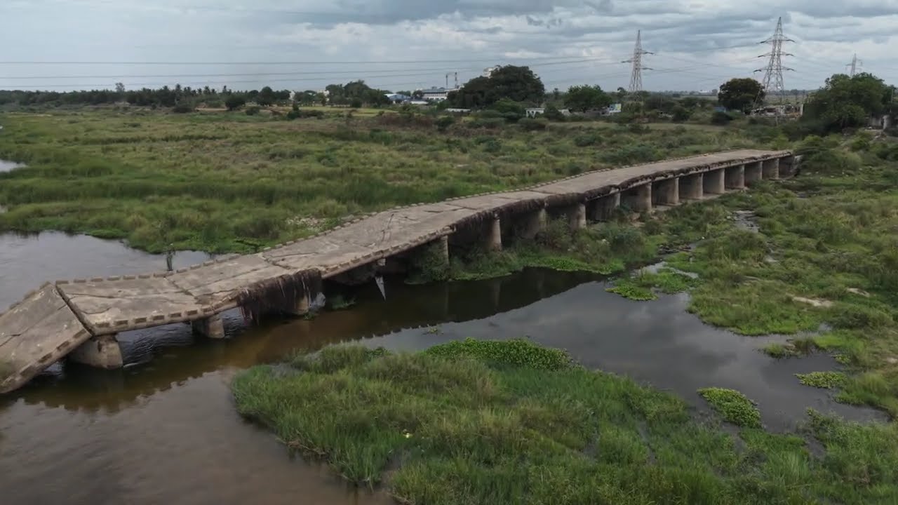 4K HDR 120 fps Nellore Jonnawada Abandoned collapsed bridge drone footage stunning.
