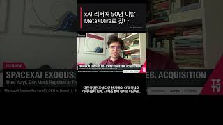 "SpaceX가 xAI 인수한 뒤 리서처 50명이 이탈. 200명 중 50명. 가장 큰 행선지는 Meta와 Mira Murati" #Shorts