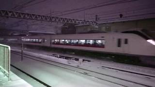 【Heavy snow in Japan】JR E657 series passes Mabashi station (JL24, JR Joban Line)