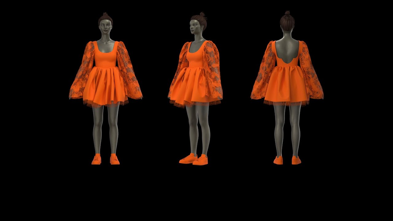 The Orange Dress in CLO3D sugarsyrupnsalt YouTube
