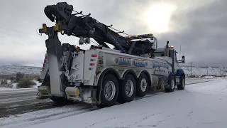 Semi winch-out in snow