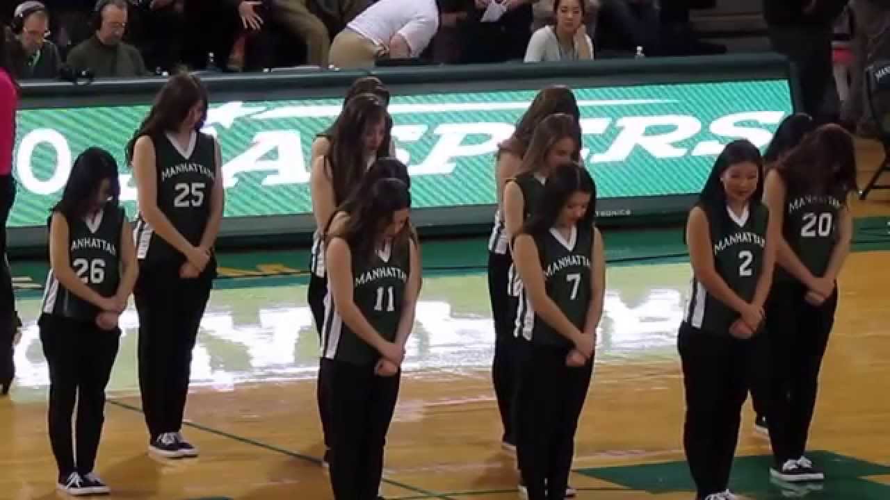 Manhattan College Cheerleaders, Jasper Dancers and Band performs Men