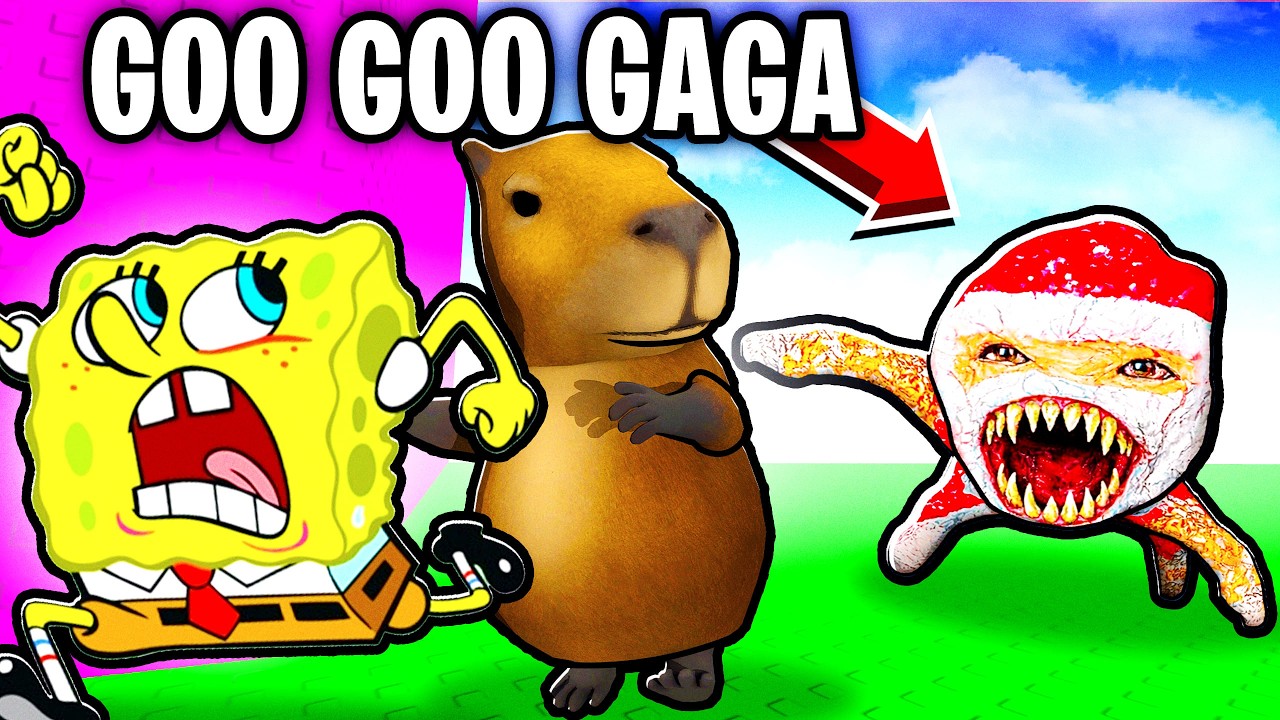 FUGINDO DO GOO GOO GAGA COM O BOB ESPONJA 😨