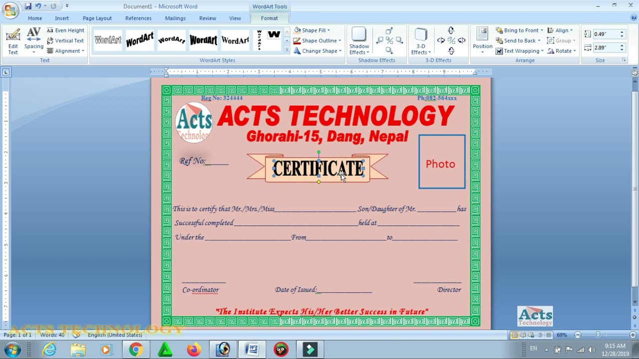 How To Make Certificate In Microsoft Word 2007 YouTube