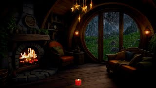 Hobbit House Ambience | Relaxing Rain & Thunderstorm Sounds for Studying or Sleeping