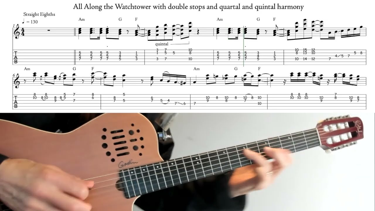 All Along the Watchtower double stops, quartal & quintal harmony auf YouTube ansehen All Along the Watchtower double stops, quartal & quintal harmony auf YouTube ansehen