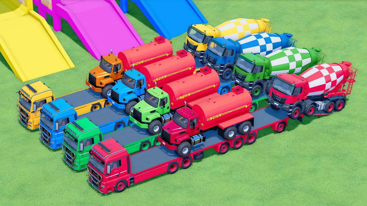 TRANSPORTING FULL COLORS MIXER TRUCKS - SISU, SCANIA, VOLVO, FUSO, MAN - FS22