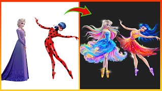 Elsa Frozen &amp; Ladybug Miraculous glow up Ballet Actress - Transformation Art