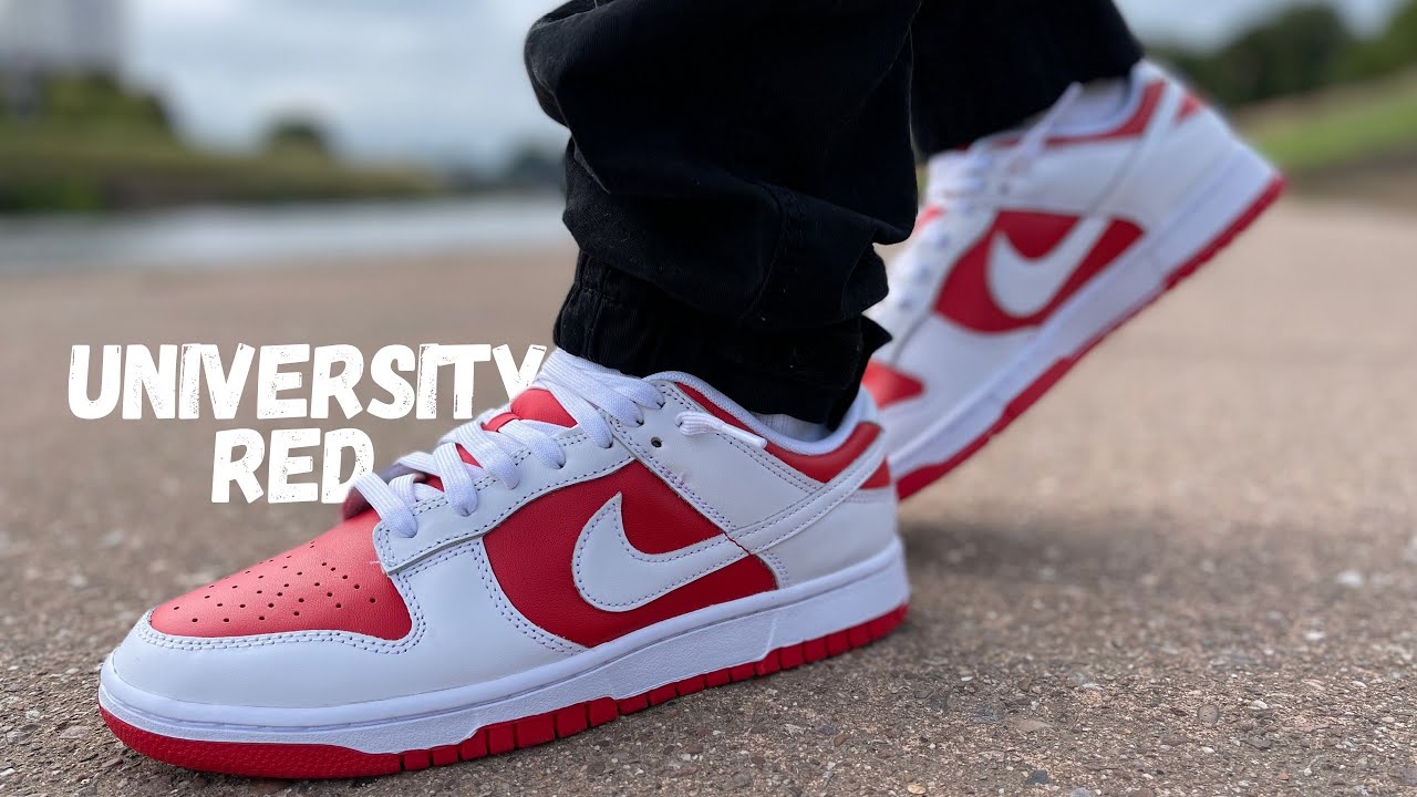 Nike Dunk Low CHAMPIONSHIP RED Review & On-Foot - YouTube