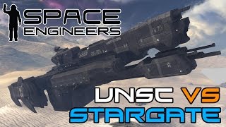 Space Engineers - UNSC Frigate vs Stargate Ship!