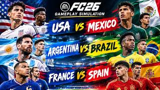 USA vs Mexico, Argentina vs Brazil & France vs Spain | EA SPORTS FC 26 Gameplay Simulation screenshot 3