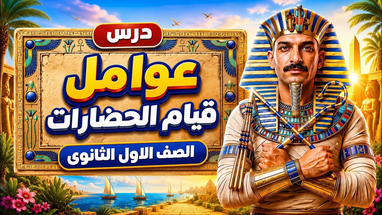 شرح درس عوامل قيام الحضارات بالكامل | تاريخ اولي ثانوي بكالوريا ترم اول 2027