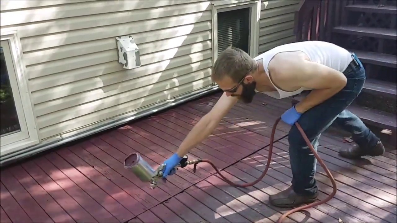 How To Stain OR Paint A Deck Quick With A Paint Gun No Brush YouTube