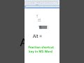 Fraction Shortcut Key in Microsoft Word #word #wordtricks #shorts #fraction #shortcut
