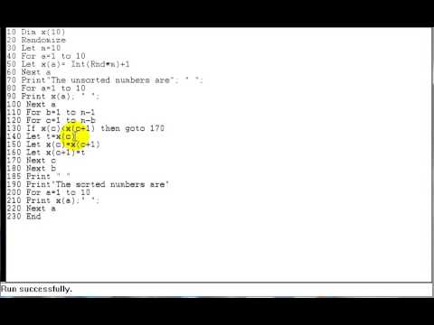 BASIC Programming Lesson 18 - Bubble Sort - YouTube