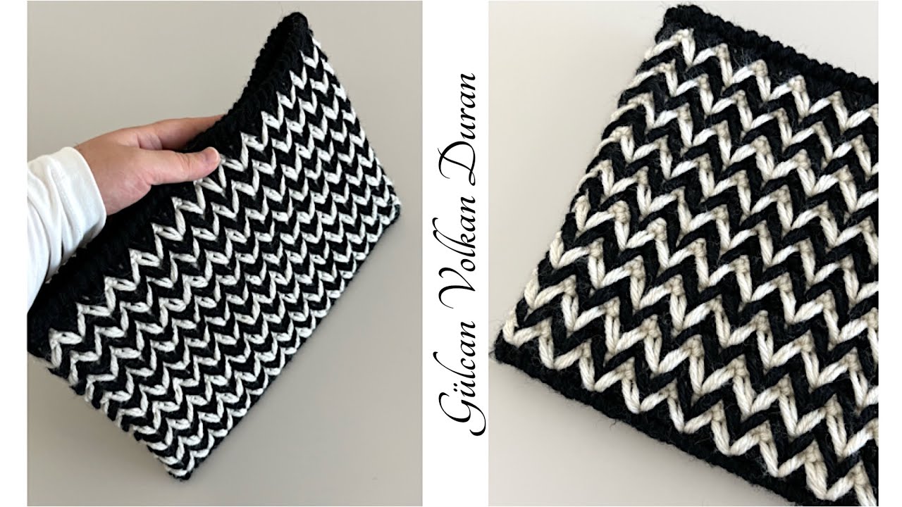 İKİ RENKLİ ZİKZAK ÖRGÜ ÇANTA YAPIMI 