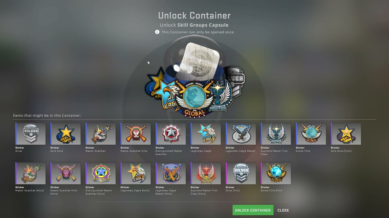 CS GO: Skill group capsule unboxing.