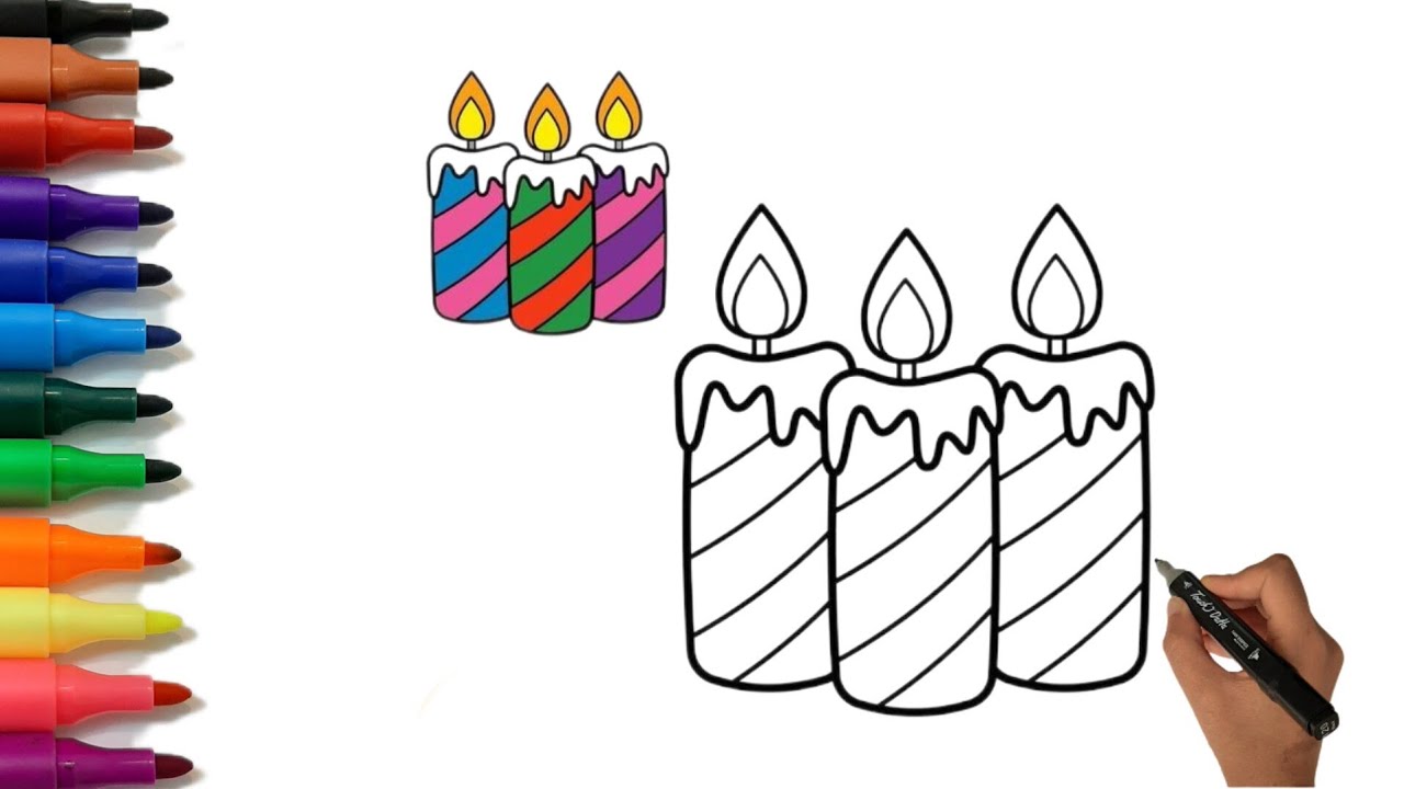 how to draw candles easy drawing for kids and toddlers YouTube