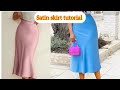 How to cut and sew a satin bias skirt with elastic waist band / easy tutorial
