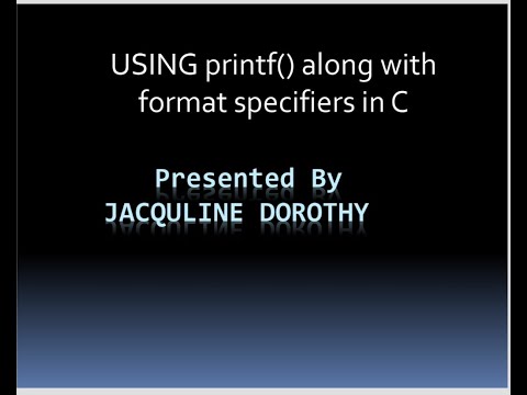 C Program Printf function | printf() | format specifiers in c | JDs Bits and Bytes