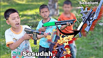 Prank bocil bakar mainan tembak-tembakan Ff yg di beli lebaran