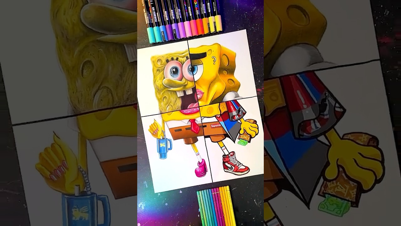 Drawing SpongeBob in 4 Styles 🧽 (Drip - FINALE!)