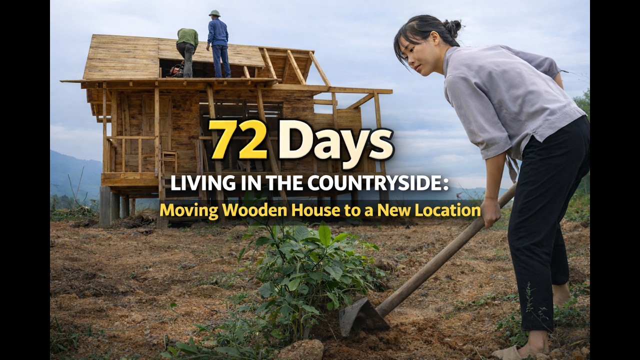 72 Days Living Alone in the Countryside | Moving My Wooden House to a New Place